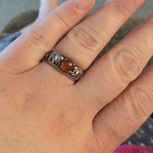 Avon Amber & Sterling Silver Elephant Ring